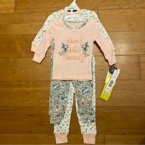 Nicole Miller Girls Pjs Floral Pajamas Size 12 Months NWT NEW 4 Pc Set Cute!!